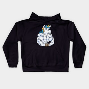 Unicorn as Bodybuilder with Six pack Kids Hoodie